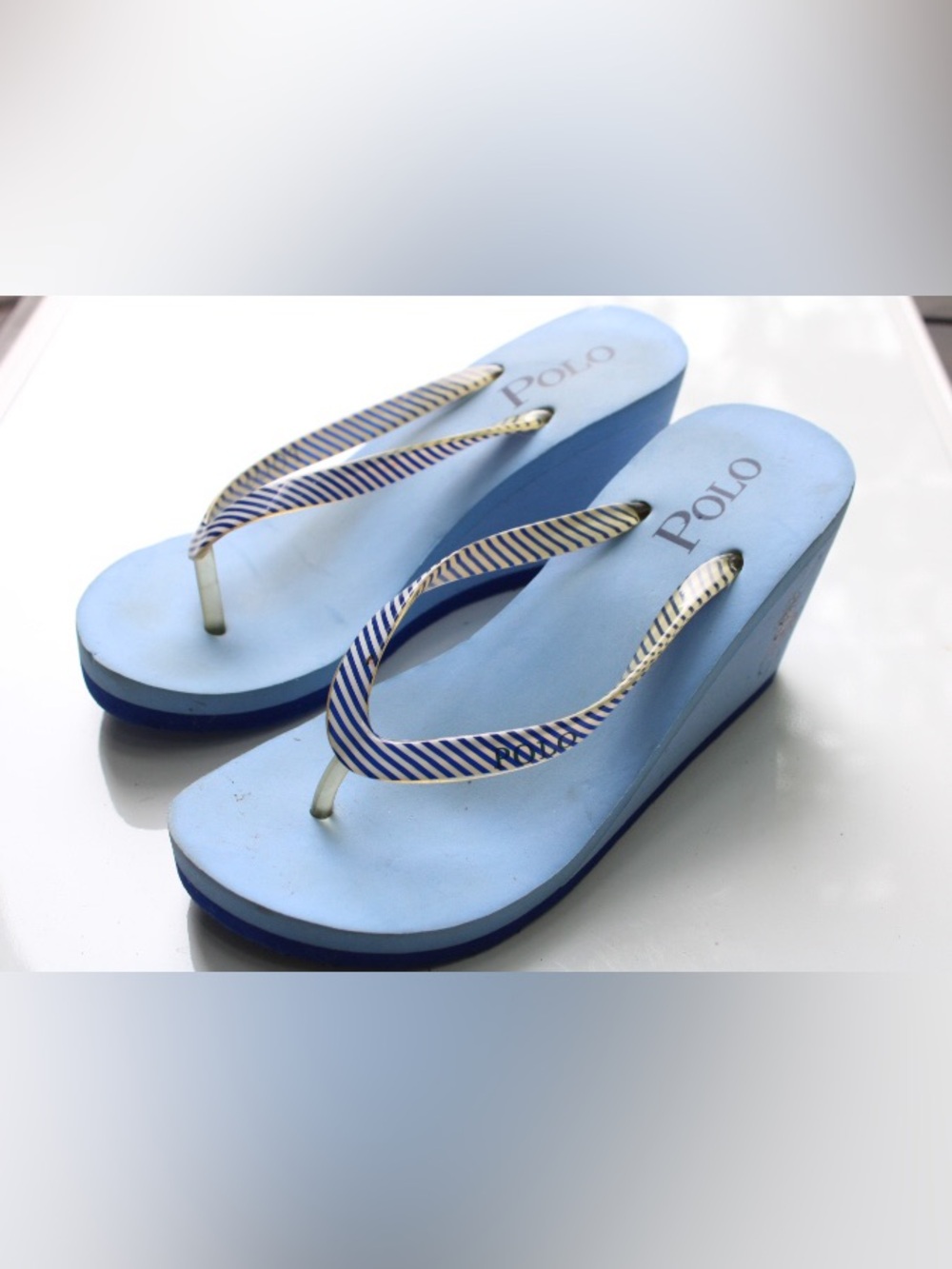 Y2K style Polo Ralph Lauren wedge flip flops - Picture 10 of 12
